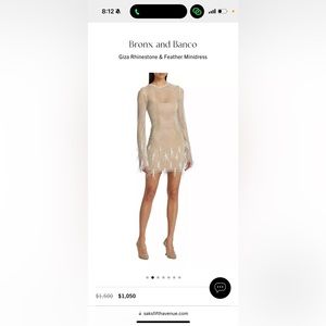 NWT - Bronx Banco Giza Rhinestone & Feather Minidress